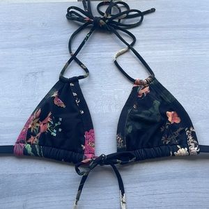 Montce Black Floral Bikini Top